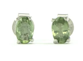 Cercei din argint cu safir verde