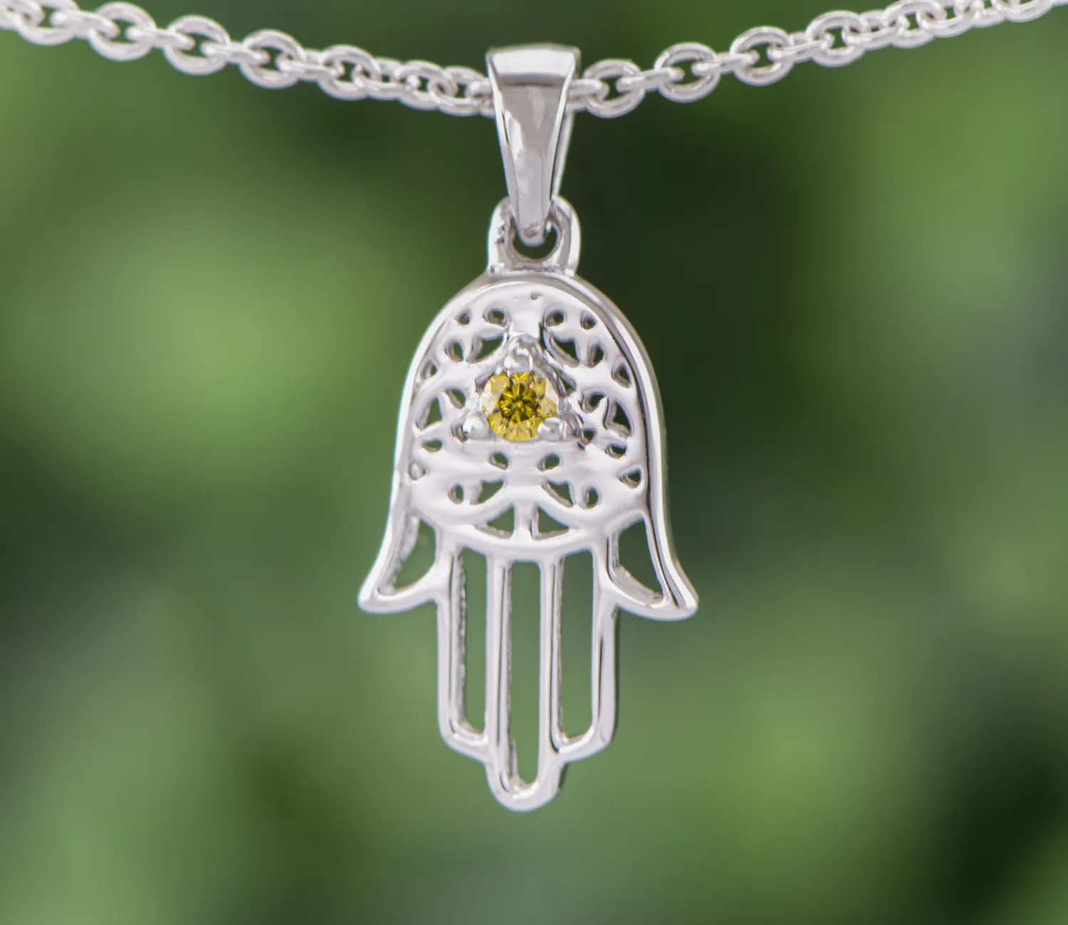 Mana Hamsa cu Diamant Galben