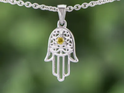 Mana Hamsa cu Diamant Galben