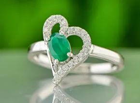 Inel de argint cu agat verde