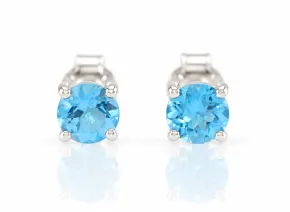 Cercei din argint cu topaz albastru natural "Swiss Blue"