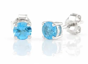 Cercei din argint cu topaz albastru natural "Swiss Blue"