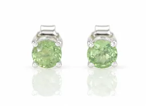 Cercei din argint cu safir verde natural,
