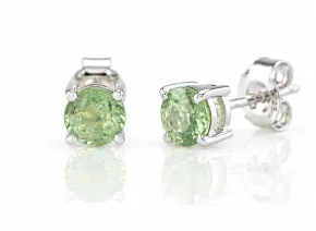 Cercei din argint cu safir verde natural,