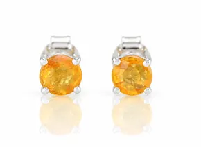 Cercei din argint cu safir galben natural, 5 mm din Sri Lanka
