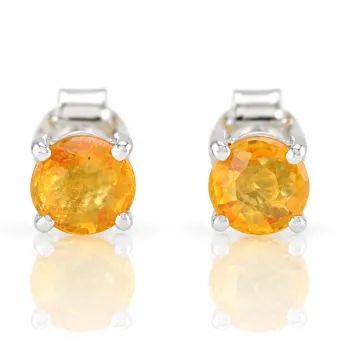 Cercei din argint cu safir galben natural, 5 mm din Sri Lanka