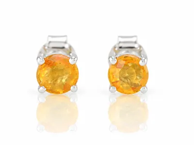 Cercei din argint cu safir galben natural, 5 mm din Sri Lanka
