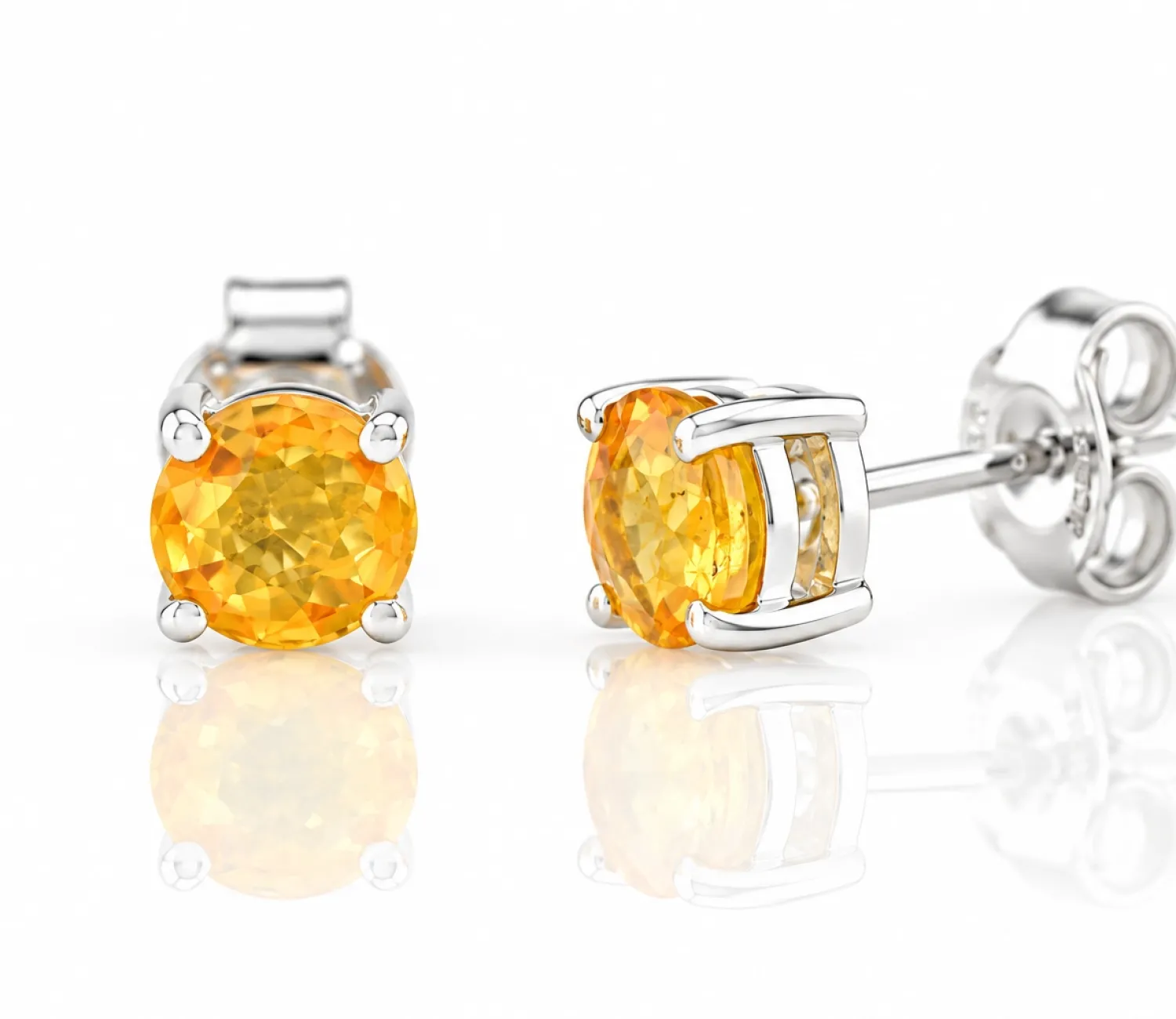 Cercei din argint cu safir galben natural, 5 mm din Sri Lanka