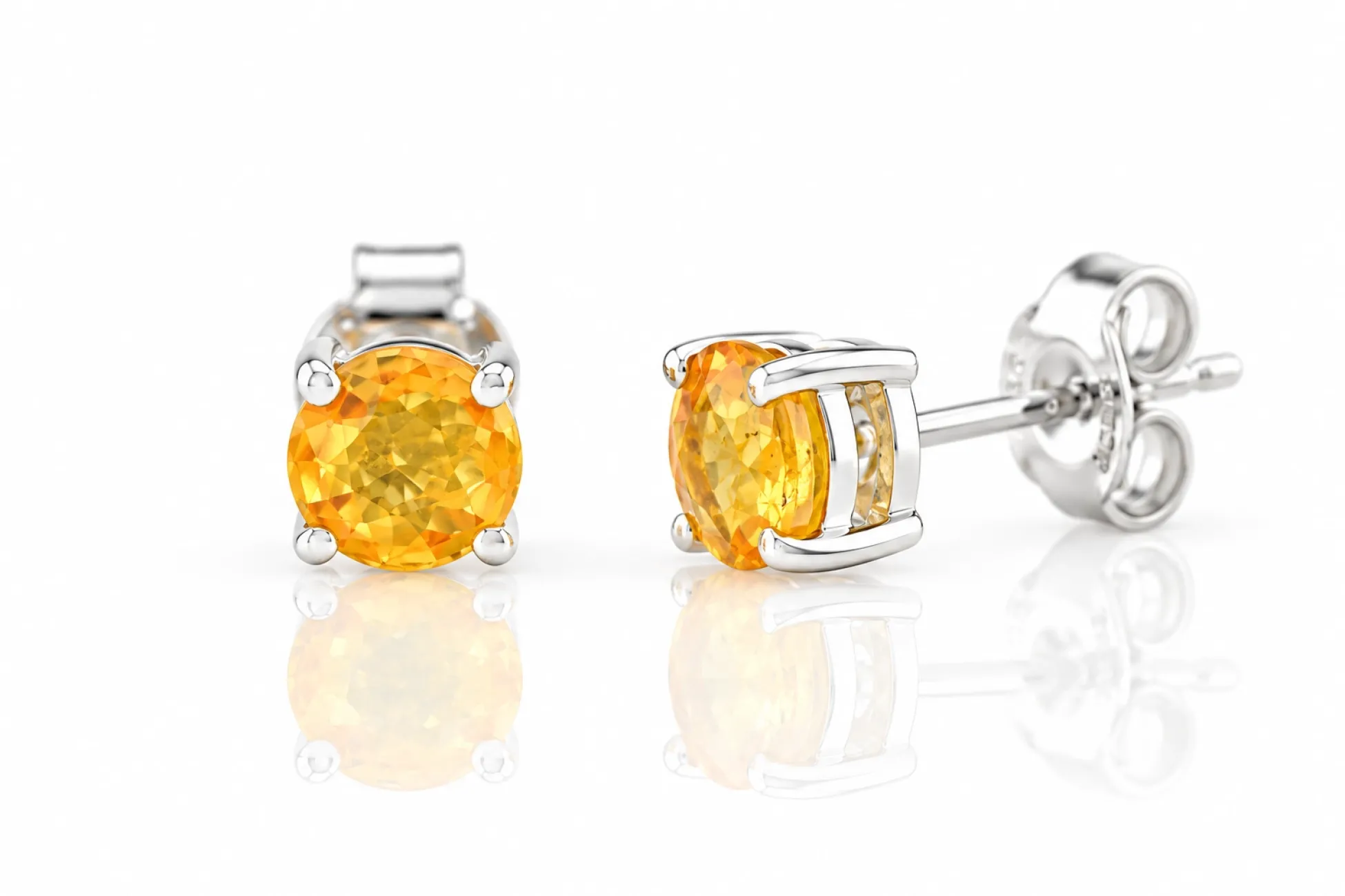 Cercei din argint cu safir galben natural, 5 mm din Sri Lanka