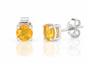 Cercei din argint cu safir galben natural, 5 mm din Sri Lanka