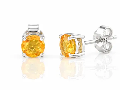 Cercei din argint cu safir galben natural, 5 mm din Sri Lanka